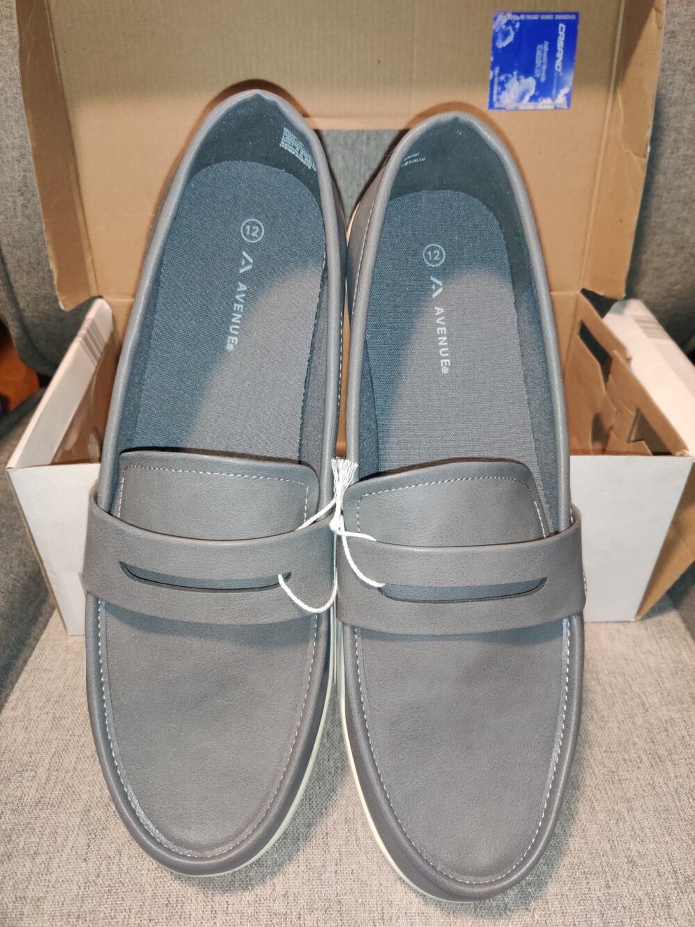 AVENUE men’s Casual Comfortable Loafer Gray - Size 12 NWB